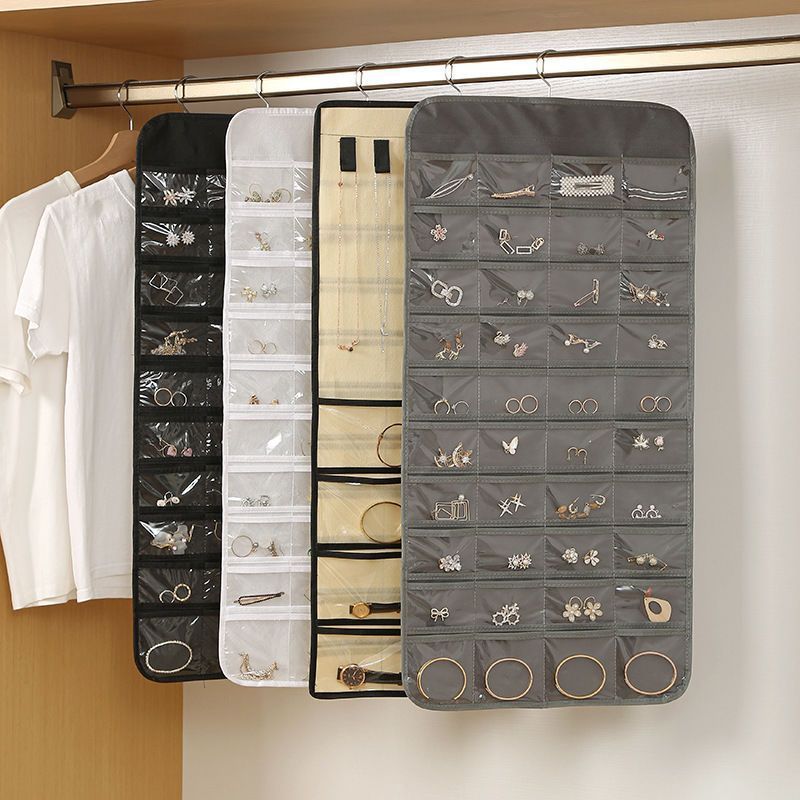 80 Pocket Hanging Jewelry Organizer | Clear Storage Bag