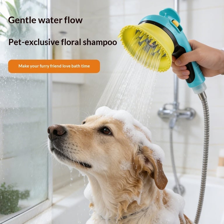 Pet Bathing Shower Head with Massage Bristles | Dogs & Cats