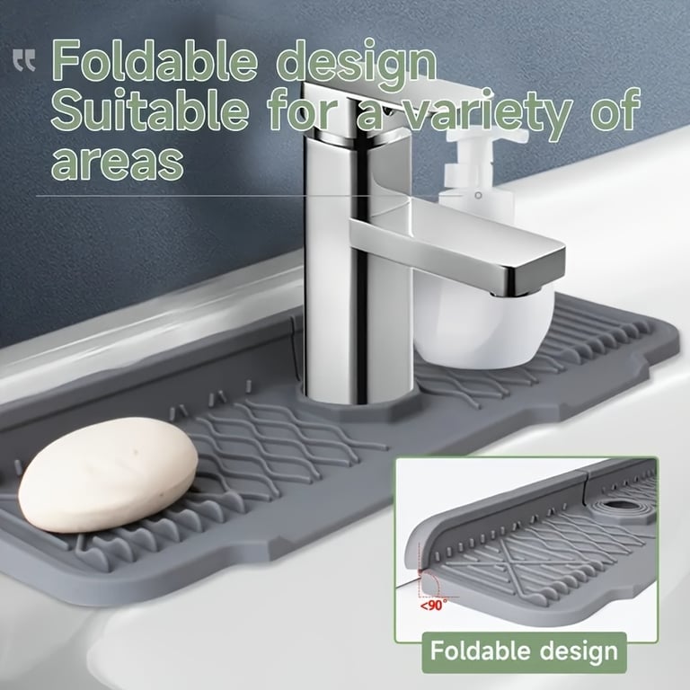 NonSlip Silicone Self-Draining Board | Large Kitchen Faucet Splash Guard
