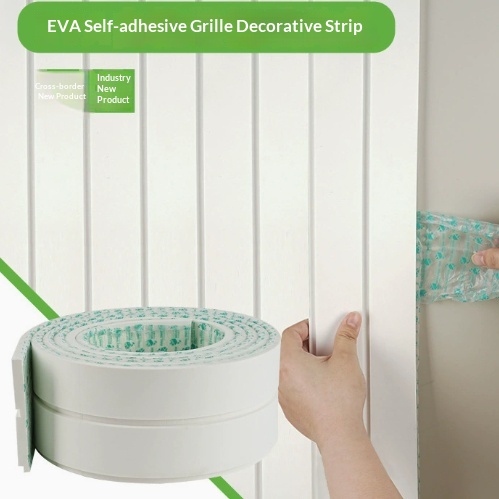 Self-Adhesive EVA Grille Strips | Nail-Free Wood Backdrop Wall Stickers