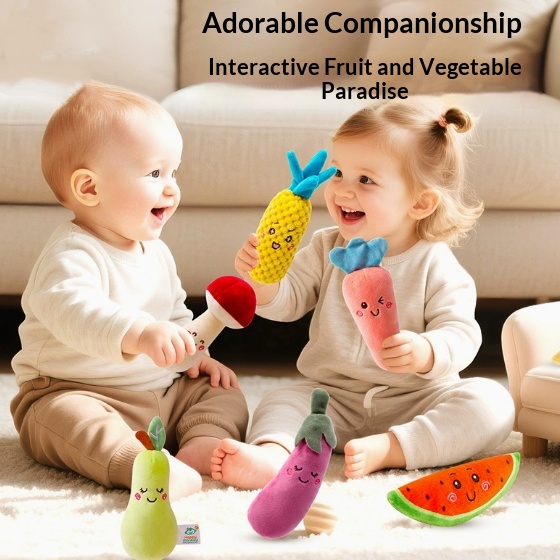 Cartoon Vegetable Fruit Baby Rattle Set | Soft Plush Grasping Toys