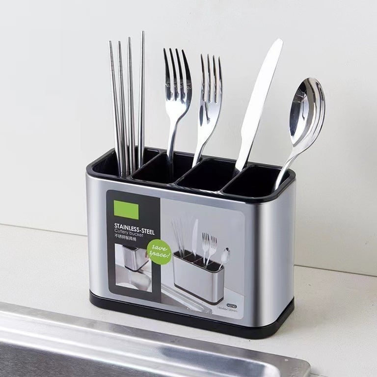 Stainless Steel Kitchen Cutlery Holder | Utensil Storage Organizer