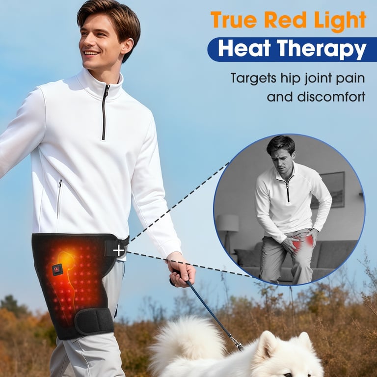 660nm Red Light Therapy Hip Wrap | USB Heating Massage Device