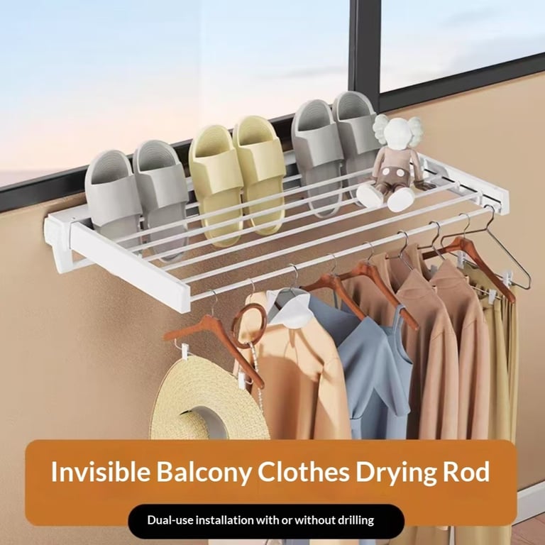 Wall-Mounted Folding Clothes Drying Rack | Space-Saving Design